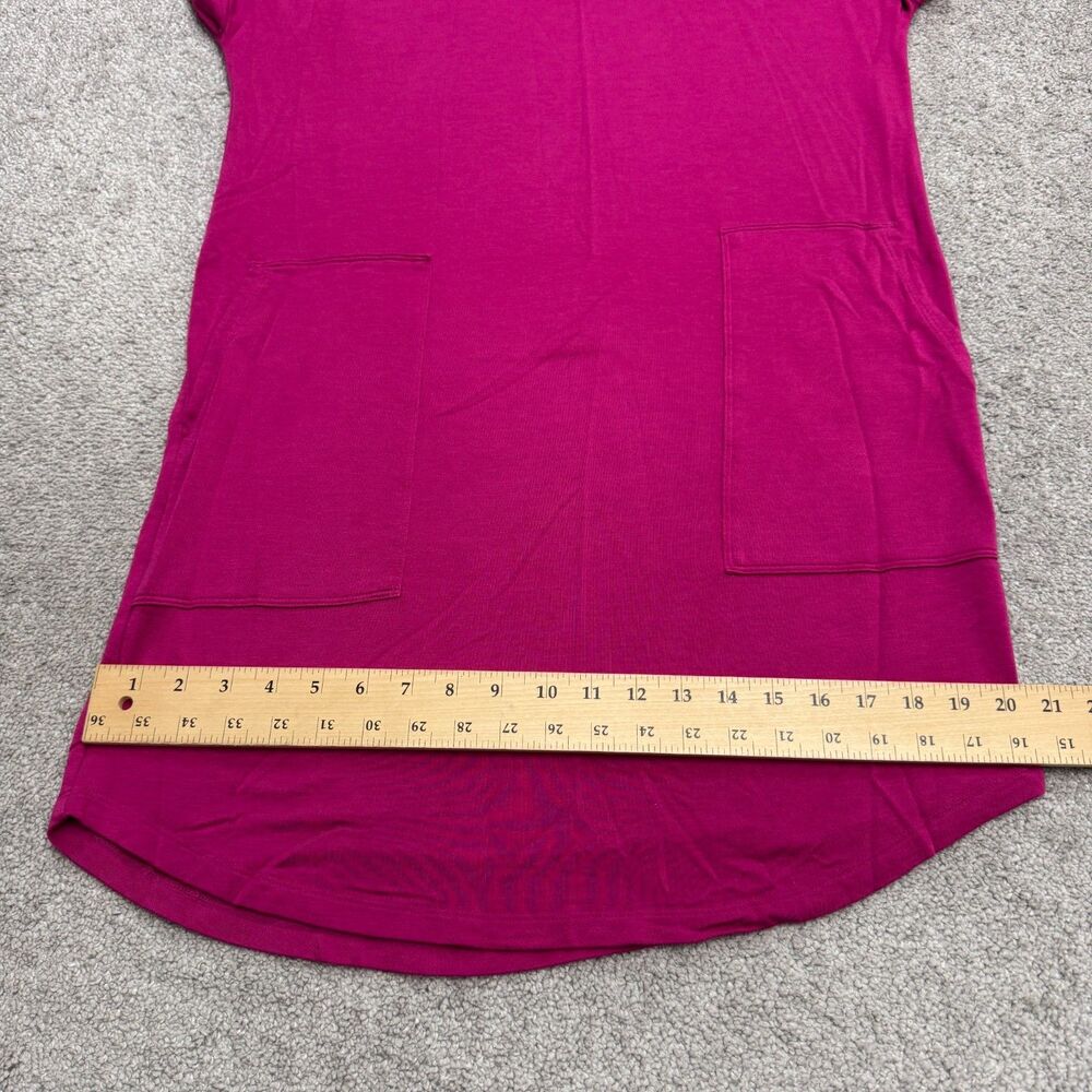 Lou & Grey Mini Crew T-Shirt Dress Womens Small Magenta Pink Pocket Short Sleeve - Picture 8 of 12